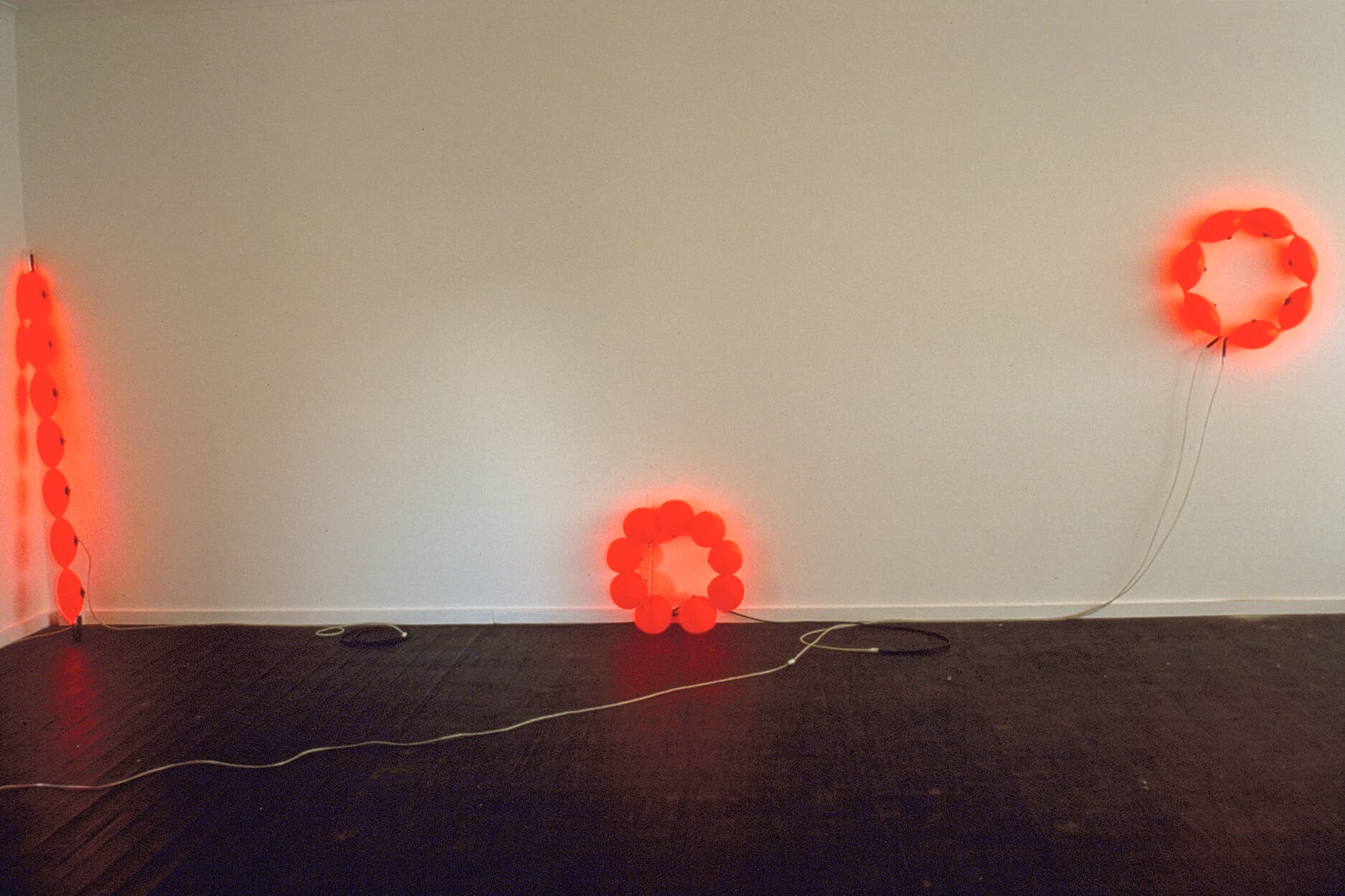 Modestly; Untitled (bladder/neon 4); and Hotly